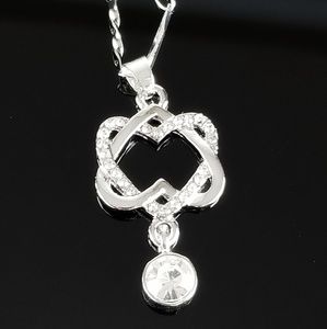 925 Stirling Silver Double Heart Pendant Necklace